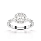 1.54 CT Cushion Cut Halo Lab Diamond Ring